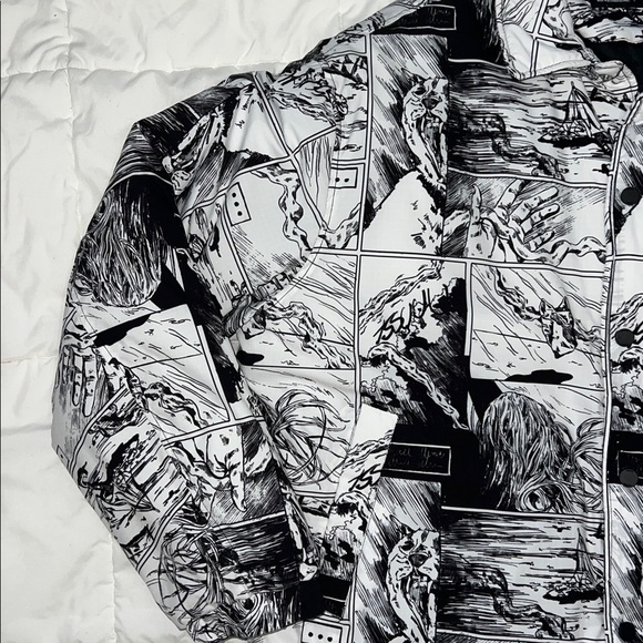 NWOT Zara Monochrome Comic Strip Graphic Puff Style Jacket - Picture 3 of 8